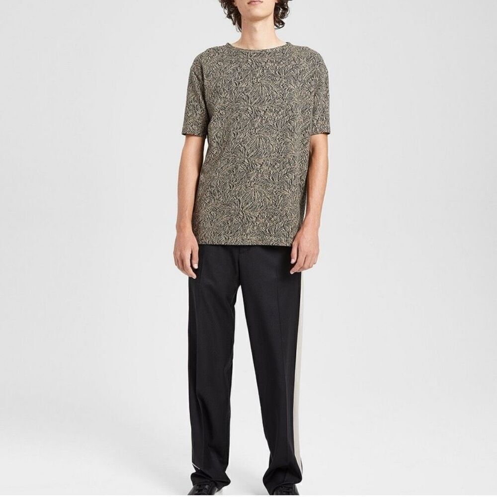 ✨Theory - Jacquard Palm Box Tee - Black/Tan - Mens Sz Medium✨